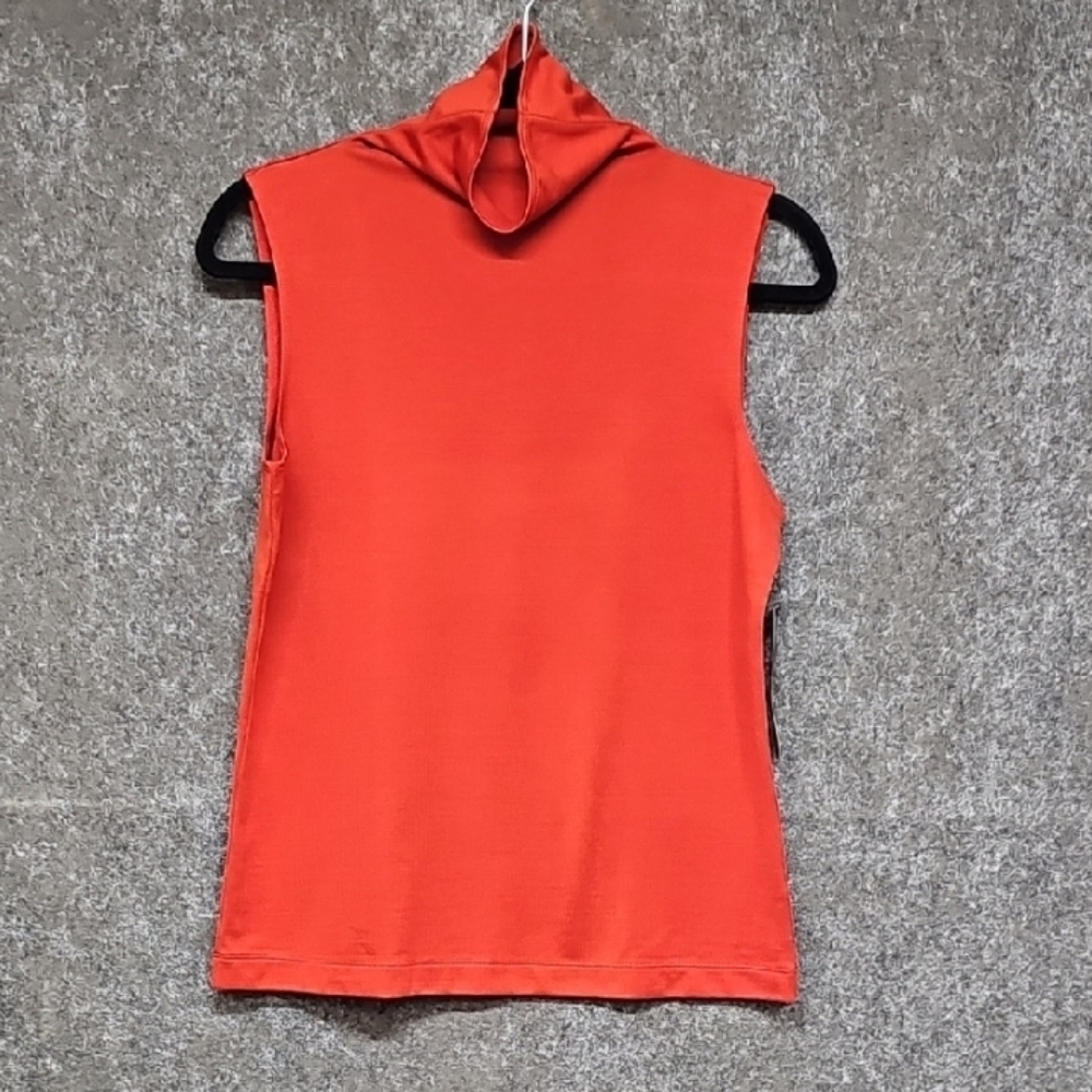 Ellen Tracy Sleeveless Turtleneck, Silk, Burnt Orange, Size Medium, New W/ Flaw